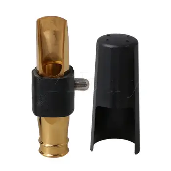 

Yibuy Gold Jazz Alto Saxophone Mouthpiece With Leather Clip 8#