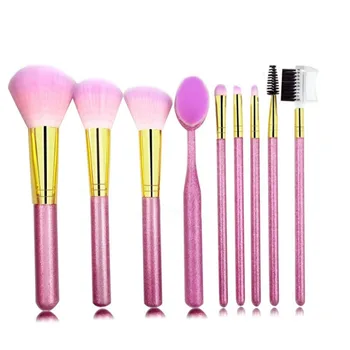 

9 Pcs Glitter Makeup Brushes Set Kits Professnial Beauty Fondation Blush Eyeshadow Lip Eyebrow Powder Brush Tools