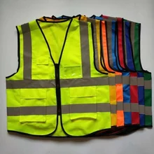 Рабочая одежда для мужчин и женщин, светоотражающий жилет, несколько карманов, 300 м, видимость, ночная работа, на открытом воздухе, бег, езда