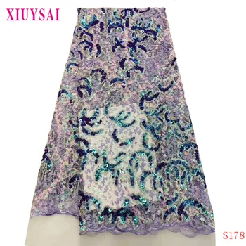 

XIUYSAI 2020 New Designs African Lace Fabric High Quality Lace Material French Embroidered Tulle Sequins For Party Dress SL178