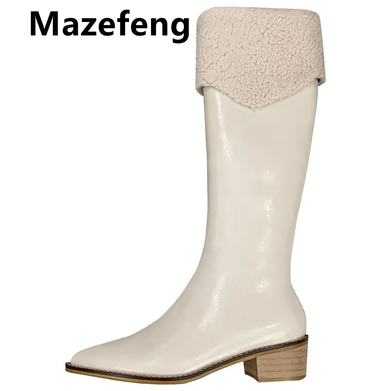 

Mazefeng 2021 Fashion Women Boots Winter Heels Quality Long Comfort Mujer Thigh High Boot Botas Mujer Zipper Knee-high