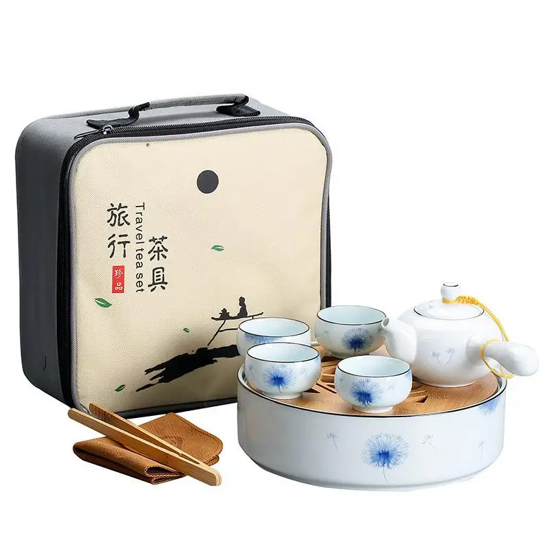 

Chinese Travel Kung Fu Tea Set Ceramic Portable Tea Cups Porcelain Teapot Set Teaware Sets Drinkware Accessories Table Decor