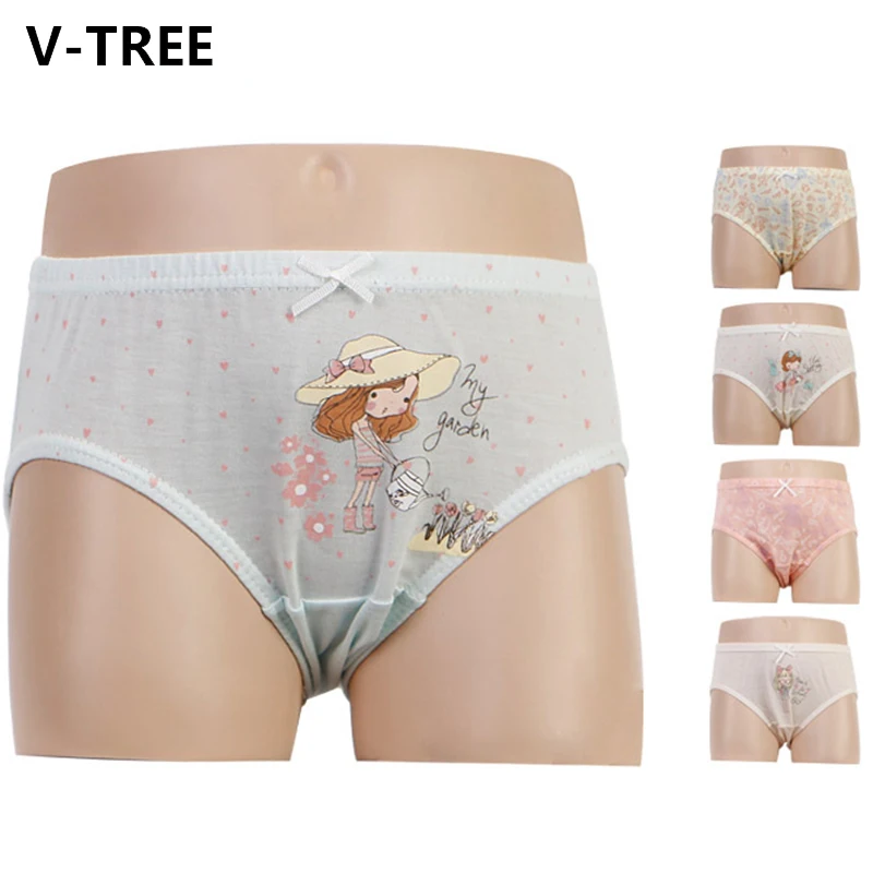 V-TREE 5pcs Lot Baby Girls Underwear Cute Modal Cotton Kids Briefs Cartoon Designs Soft Children Panties High Quality | Мать и ребенок