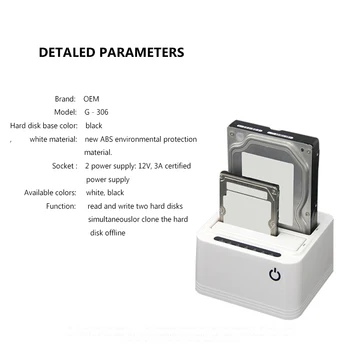 

Aluminum Hard Disk External Case HDD Docking Station USB 3.0 To SATA Case Dual For 2.5 3.5 HDD/SSD Duplicator Clone Function