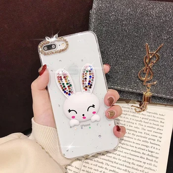 

Luxury diamond rabbit soft phone case for phone 6 S 7 8 plus X XS XR MAX for samsung Galaxy S8 S9 Note 8 9 S10 S10E cover coque