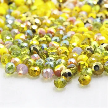 

Isywaka Yellow Multicolor 4*6mm 50pcs Rondelle Austria faceted Crystal Glass Beads Loose Spacer Round Beads for Jewelry Making