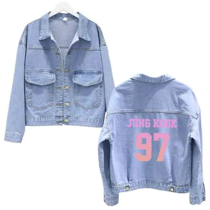 Love yourself синяя джинсовая куртка женская jungkook97 Куртка harajuku kpop bangtan Эстетическая Jimin jin RM Jungkook Jhope Suga V