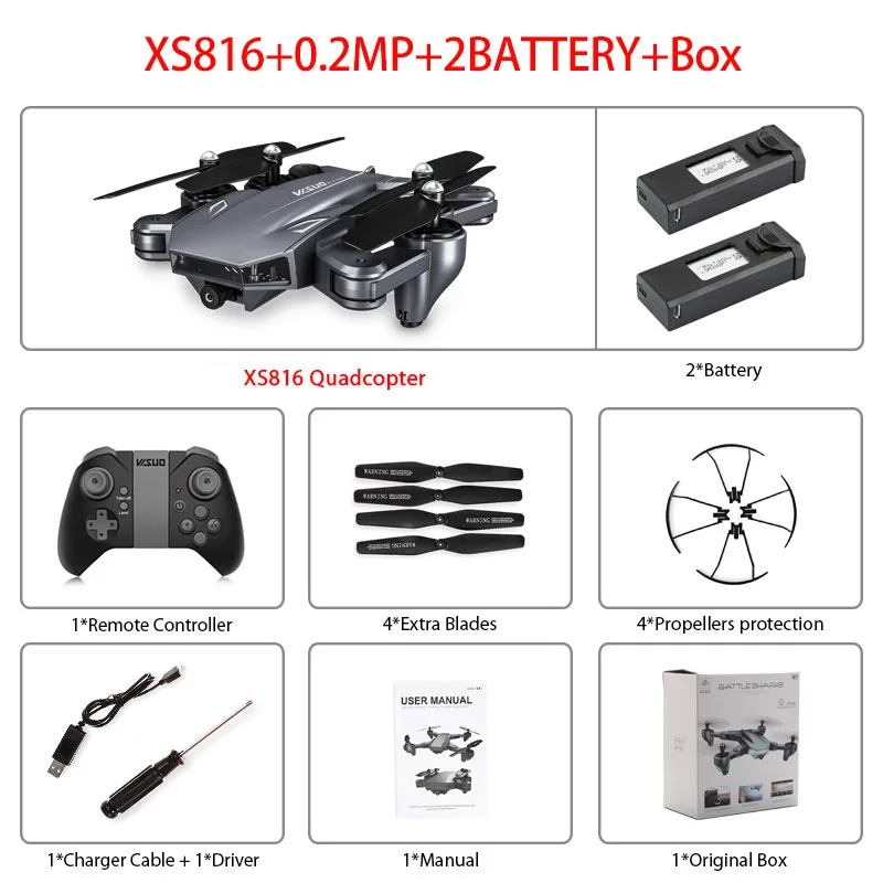 XS816 Радиоуправляемый Дрон оптический поток 4K Дрон с двойной камерой Wifi FPV Дрон управление жестом вертолет Квадрокоптер для детей - Цвет: XS816 1080P 2B Box