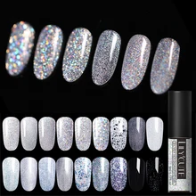 LILYCUTE 5 мл голографический Гель-лак для ногтей Серебряный Блеск Блестки УФ-Гель-лак долговечный впитывающий Гель-лак для нейл-арта