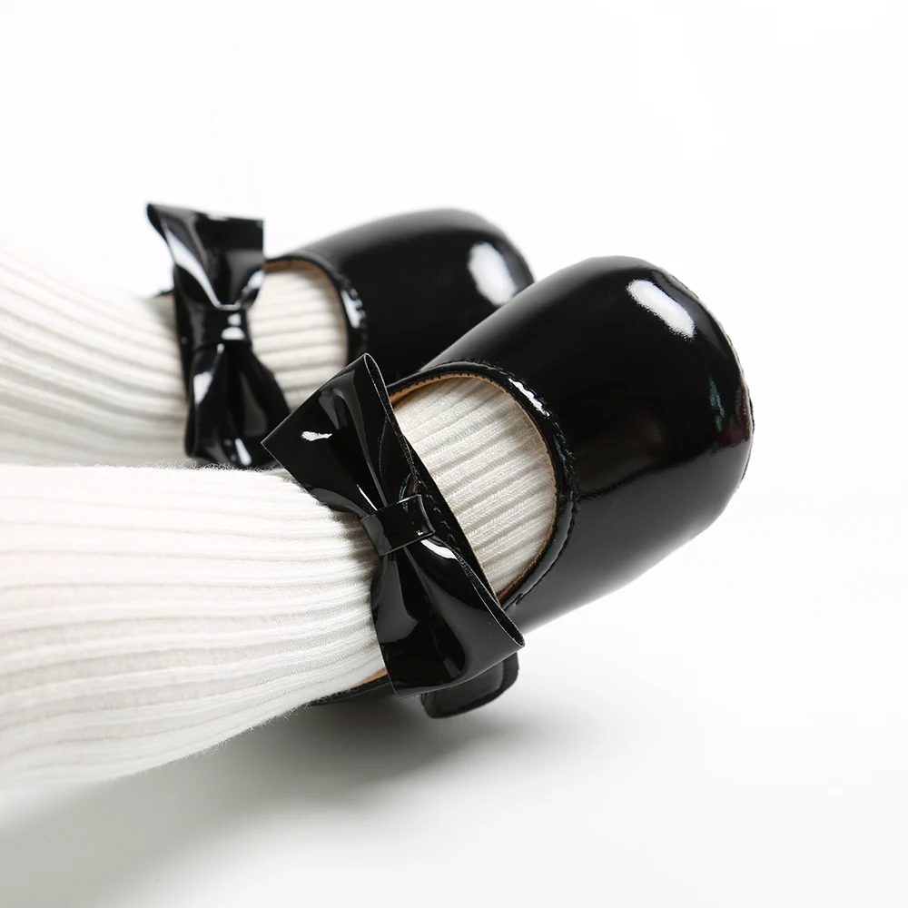 Newborn Toddler Baby Girl Shoes PU leather Buckle First Walkers With Bow Red Black Pink White Soft Soled Non-slip Crib Shoes