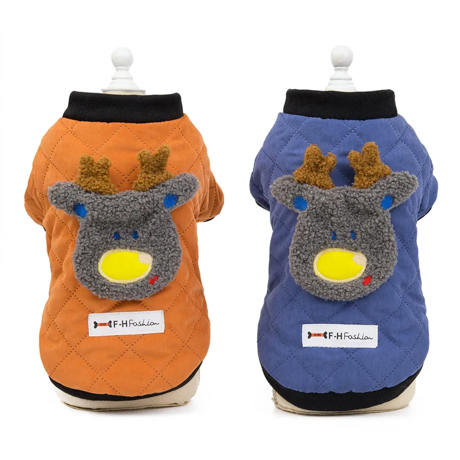 

Winter Warm Pet Dog Clothes Thick Cotton Cat Puppy Dogs Coat Jackets For Small Dogs Deer S-XXL Orange Blue Chihuahua Hot Sale
