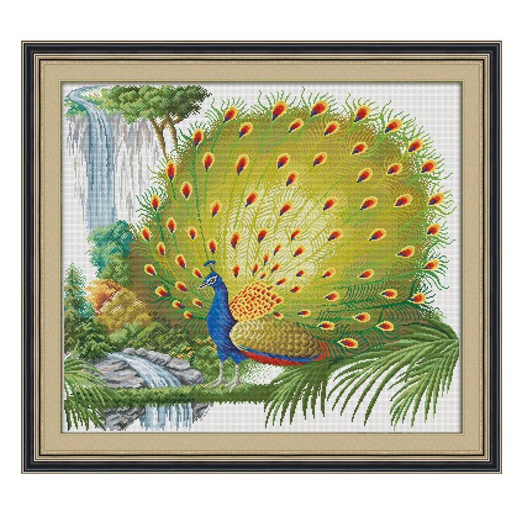 

Joy Sunday Stamped Cross Stitch Kit Printed Cross-stitch Peacock Pattern Embroidery Thread Painting DIY Needlework Home Decor