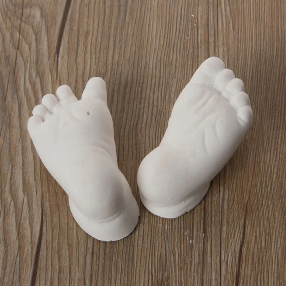Белый отпечаток ноги младенца прессформы Handprint 3D грязь на руках гипсовый порошок День матери украшают клонирование порошок модель для рук и ног пара