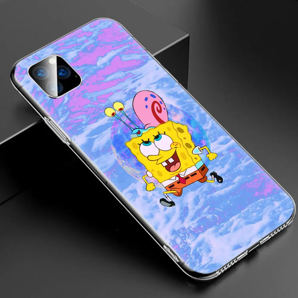 Милый мягкий силиконовый прозрачный чехол с губкой Бобом для Apple iPhone 11 Pro XS Max X XR 6 6s 7 8 Plus 5 5S SE Модный чехол - Color: 011