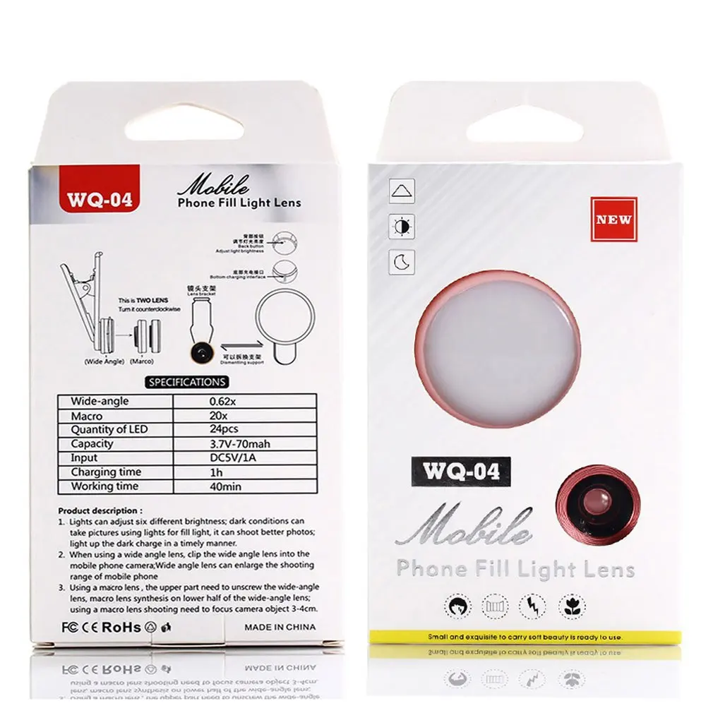 phone lens Led Self-timer Light Artifact Live Wide-angle Usb Charging Flash Light mobile phone lens