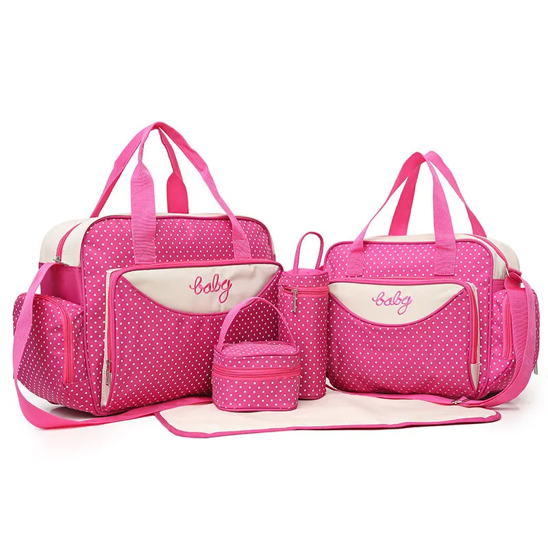 

5pcs/set Multi-function Baby Diaper Bag Baby Bottle Holder Mother Mummy Stroller Maternity Nappy Bags Sets
