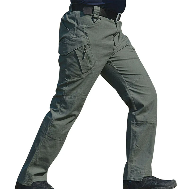 Модные мужские брюки-карго, однотонные, тонкие, прямые, военные, длинные, средней длины, повседневные, на молнии, с боковыми карманами, хлопковые, мужские уличные брюки