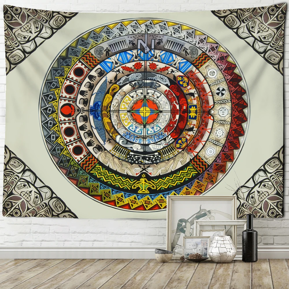 Mandala Tarot Tapestry Zodiac Star Plate Sun and Moon Wall Hanging Hippie Tapiz Aesthetics Artist Home Decor