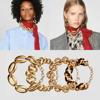 

Girlgo Charm 2019 ZA Limited Edition Embossed Link Necklace For Women Punk Maxi Chokers Necklace Christmas Bridal Party Jewelry