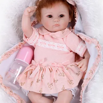 

16inch 41cm Silicone Reborn Toddler Baby Doll Girl Body Boneca With Clothes Brown Eyes Lifelike Cute Gifts Toy
