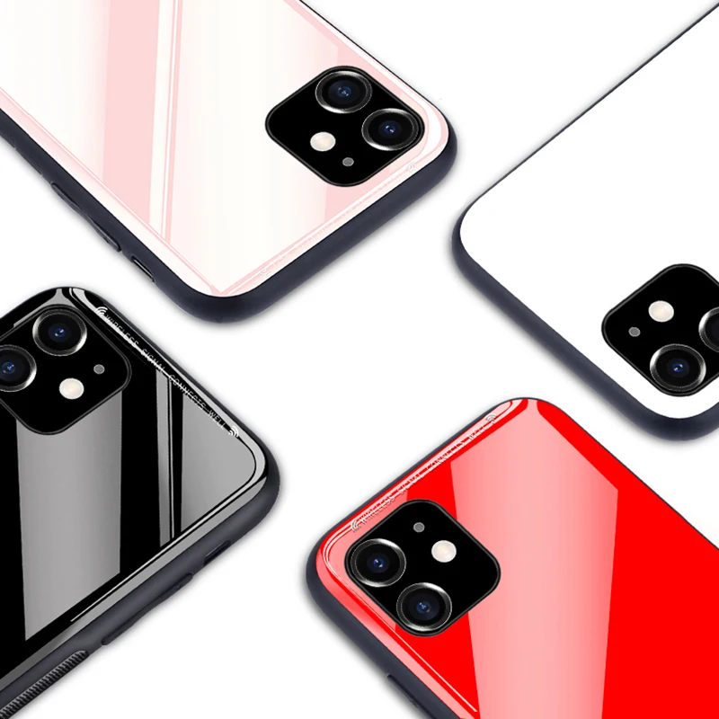Роскошный чехол из закаленного стекла для телефона Iphone 11 Pro Max Xs Max Xr X Solid color glass чехол для Iphone 7 8 6 6s Plus 5 5S Se Coque