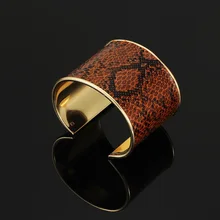 New Punk Leather Snake Print Big Bracelets For Women Bohemian Leopard Wide Cuff Bracelet&Bangle Fashion Jewelry Gifts