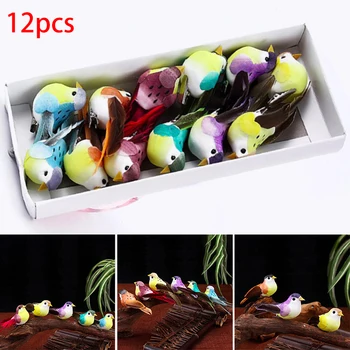 

12Pcs Mixed Color Artificial Fake Bird Foam Simulation Birds Wedding Greenery Home Decoration 2020 New