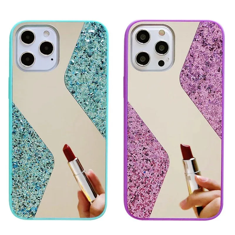 

Biling Glitter Mirror Phone Cases For Huawei Y6P Y5P Y7P P Smart 2020 P40 Pro P40 Lite E Honor 9X 9S 9A Case Hard PC Back Cover