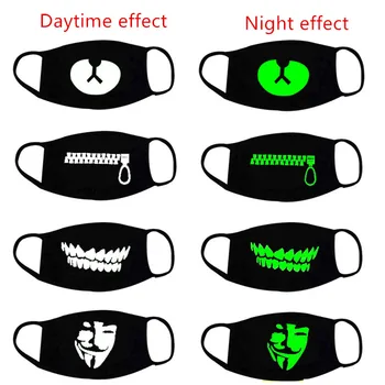 

Halloween Decor Luminous Party Mask Dustproof Patterned Mask Lucky Bear Women Men Cosplay Props Halloween Decoration