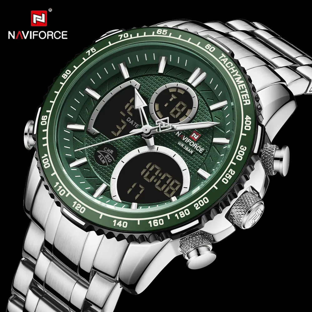 NAVIFORCE военные кварцевые часы Для мужчин многофункциональные спортивные цифровые