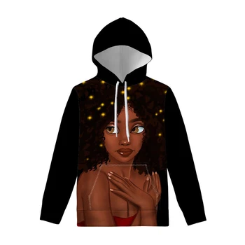 

Cusotm Print Sweatshirt Hoodies Women Black Art African Girl Printing Hoodie Ladies Long Sleeve Autumn Hoody Teenagers Pullovers