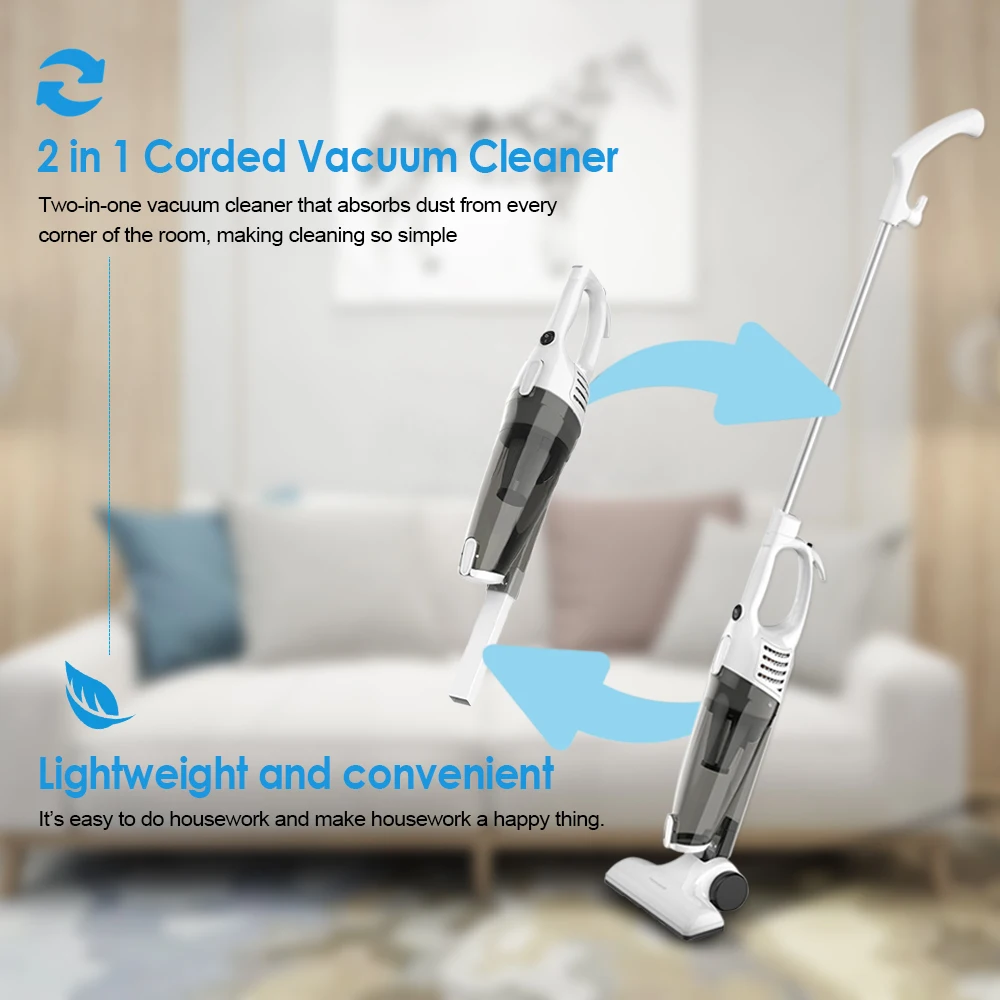 

homgeek Vacuum Cleaner Ultra Lightweight Handheld Vacuum 15 KPa 400W 2 in 1 Corded Handheld Stick Versatile Vacuum Cleaner