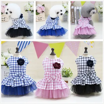 

Pet Clothes Dog Clothes Pet Clothes Teddy Spring And Summer Three Color Plaid Princess Skirt