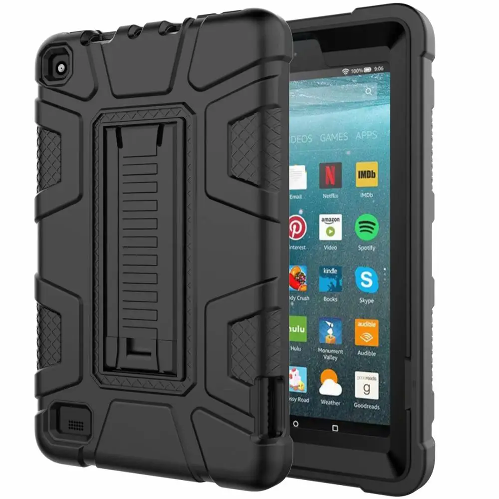 Black Для Amazon Kindle Fire 7 чехол для планшета двухслойный Гибридный Броня противоударный защитный чехол для Amazon Fire 7 чехол-подставка - Цвет: Black