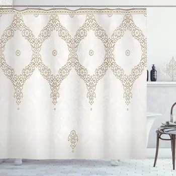 

Moroccan Shower Curtain Ornate Background with Traditional Soft Color Eastern Elements and Pattern Bathroom Curtains