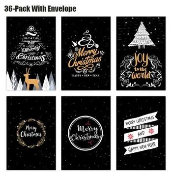 

36-Pack Merry Christmas Greeting Cards Bulk Box Set Xmas Greeting Cards 4x6in D08D