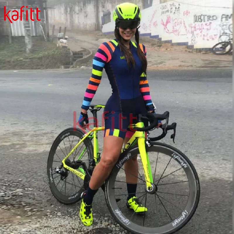 Kafitt Pro Team Women's Long-sleeved Cycling Suits New Bicycle Racing Suits Wear-Resistant Clothing Ropa Ciclismo Jumpsuit
