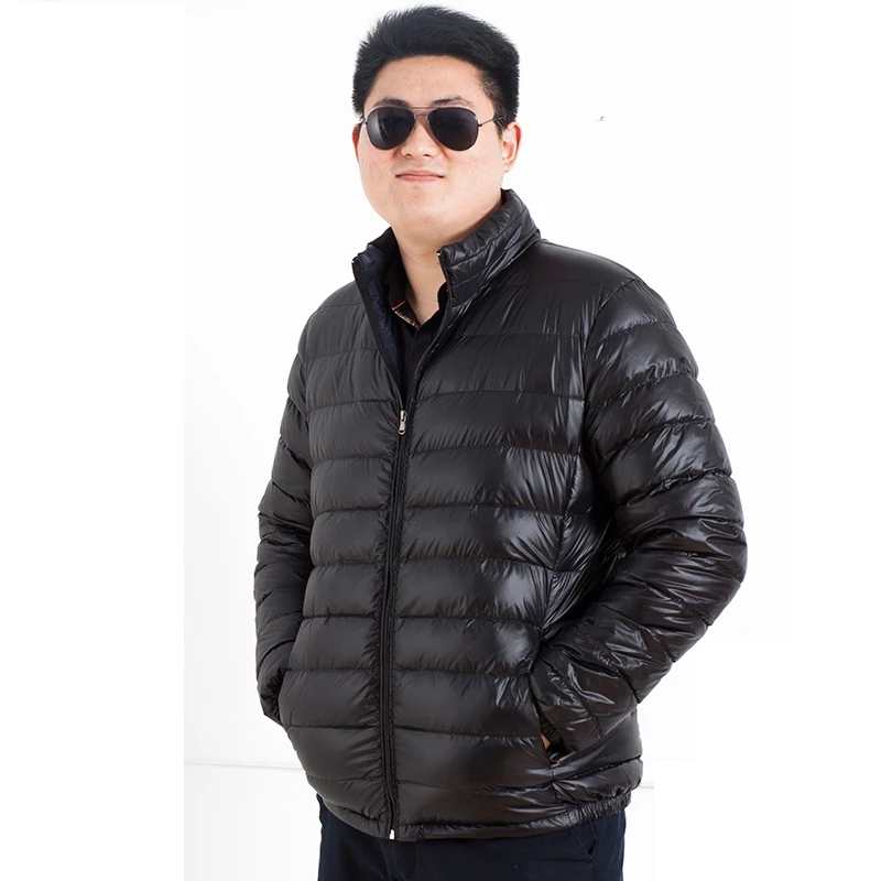 puffer jacket with fur hood Plus Size Autumn Winter Down Jacket Men Casual Stand Collar Ultra Light Parka Coat Outwear Windproof White Duck Down Jacket 10XL long puffer coat