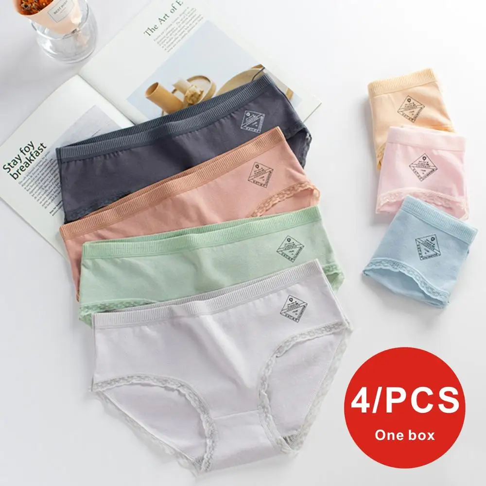 

4pcs / lot Underwear Women Girls Panties Plus Size Panties Sexy Women Lingeries Calcinhas Shorts Solid Underwear Panty