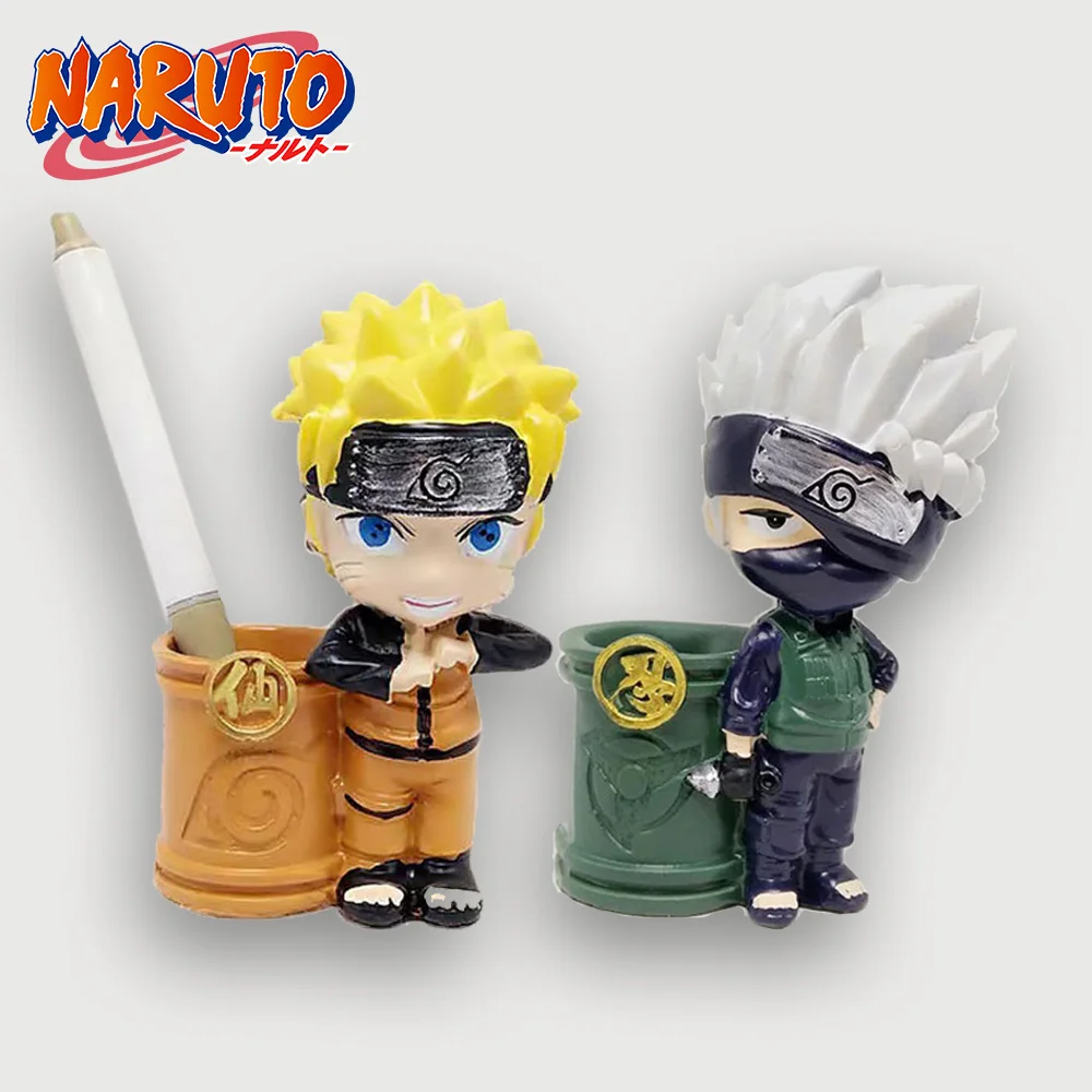 Anime Naruto Pen Holder Kawaii Figures Uchiha Sasuke Itachi Resin Container Kids Student Desk Decoration Christmas Toy Gifts | Игрушки и