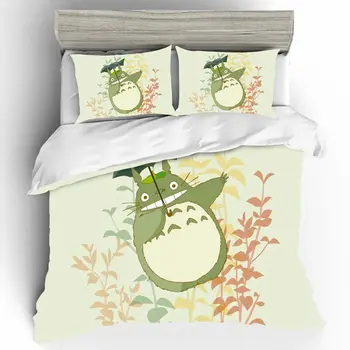 

Totoro 3D Cartoon King Size Bedding Sets High Quality Bedclothes with Pillowcase Duvet Cover Single Size Home Bed Set Textiles