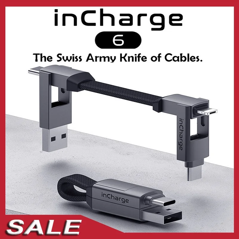 6in1 inCharge 6/6 Макс Алюминиевый USB кабель для передачи данных Type C/Micro смартфонов Apple магнитное кольцо ключей iPhone