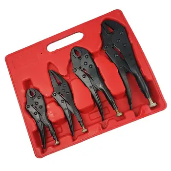

4pcs jaw pliers Locking Pliers Set Black Steel Heavy Duty Curved Straight Grips Vice Jaw Flat Long Nose Welding Pliers