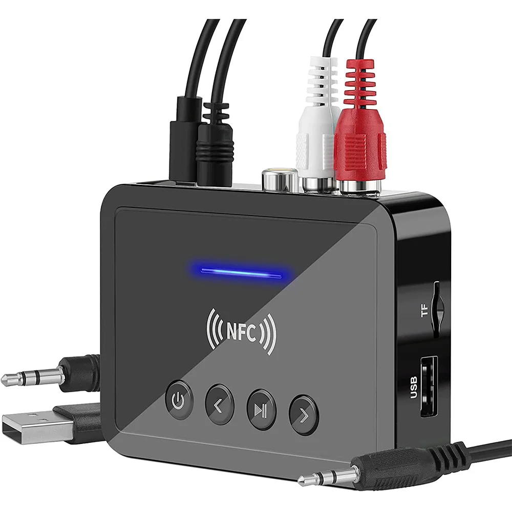 Приемник-передатчик Bluetooth 5 0 FM стерео AUX разъем 3 мм RCA беспроводной NFC аудио