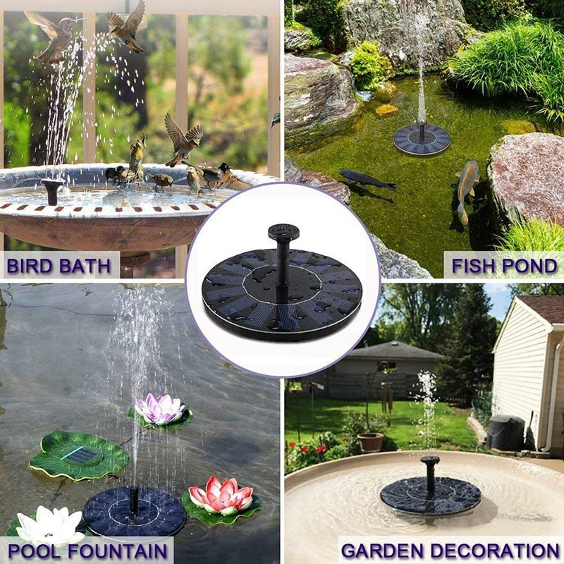 7V-Solar-Fountain-Watering-Kit-Power-Solar-Pump-Pool-Pond-Submersible-Waterfall-Floating-Solar-Panel-Water.jpg 7 V Napenergia Szökőkút Öntözőkészlet Power -Medence Tó Mergyelhető Vízesés Úszó Napelemes Vízkút Kerthez - Image 5
