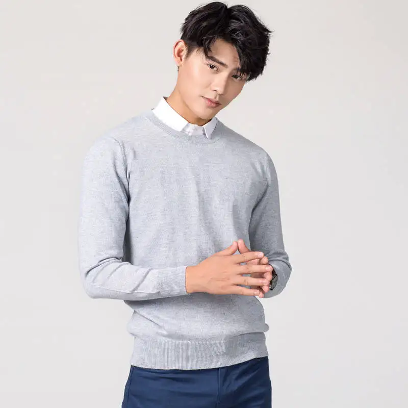 Мужские пуловеры, новинка зимы, модный свитер Vneck, кашемировые и шерстяные вязаные Джемперы, Мужская шерстяная одежда, Лидер продаж, стандартные мужские топы - Цвет: Oneck light grey