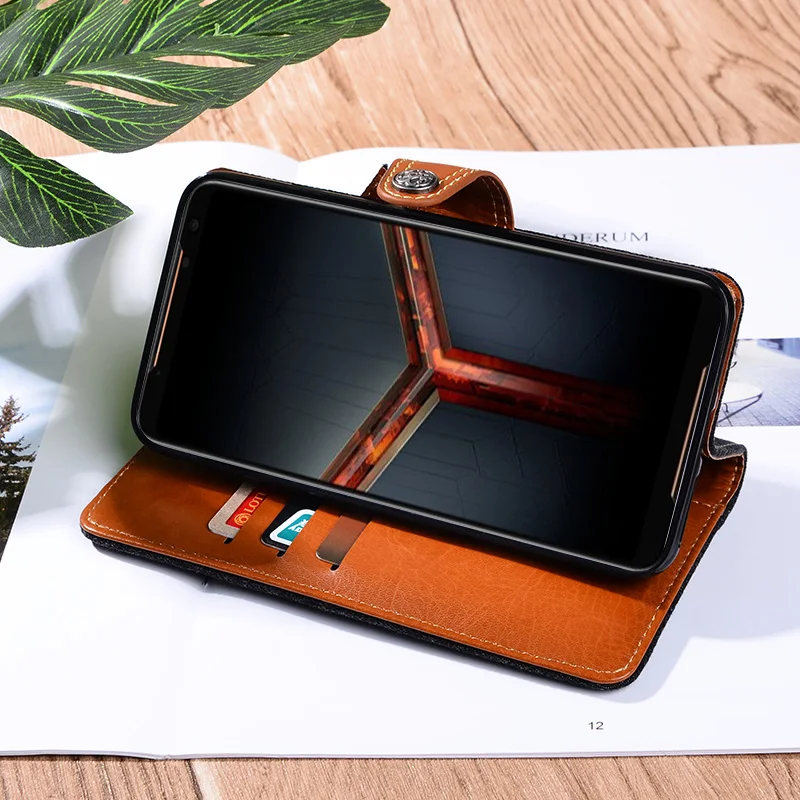 Кожаные ковбойские чехлы с откидной крышкой для Asus Rog Phone II 2, чехол 6,5" с отделением для карт, чехол-кошелек для Asus ZS660KL, чехол Hoesje Funda