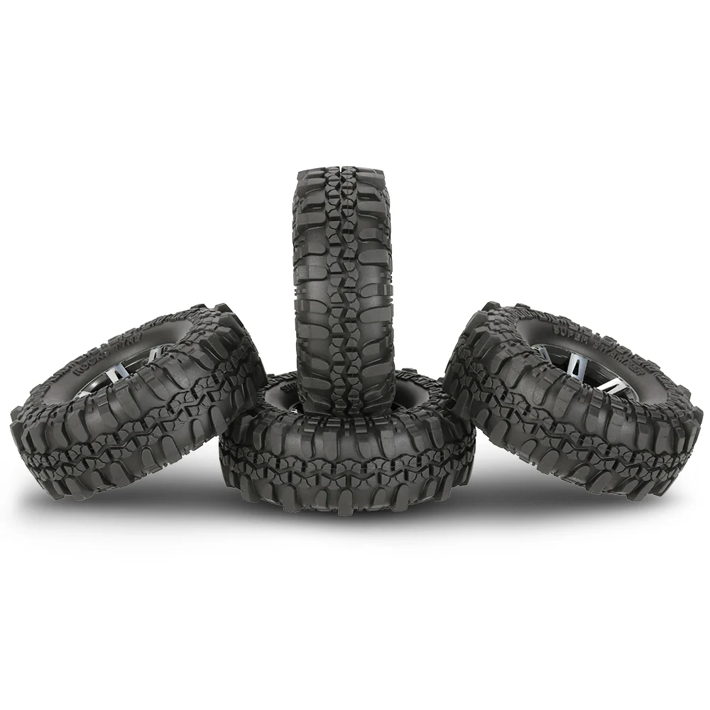 

4Pcs AX-4020H 1.9 Inch 110mm 1/10 Rock Crawler Tires with Plating Beadlock Wheel Rim for D90 SCX10 AXIAL RC4WD TF2 RC Car