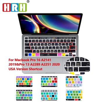 

HRH Shortcut Hotkey Functional Silicone Keyboard Cover Skin Protector For MacBook Newest Pro16 inch A2141 pro 13 A2289 A2251