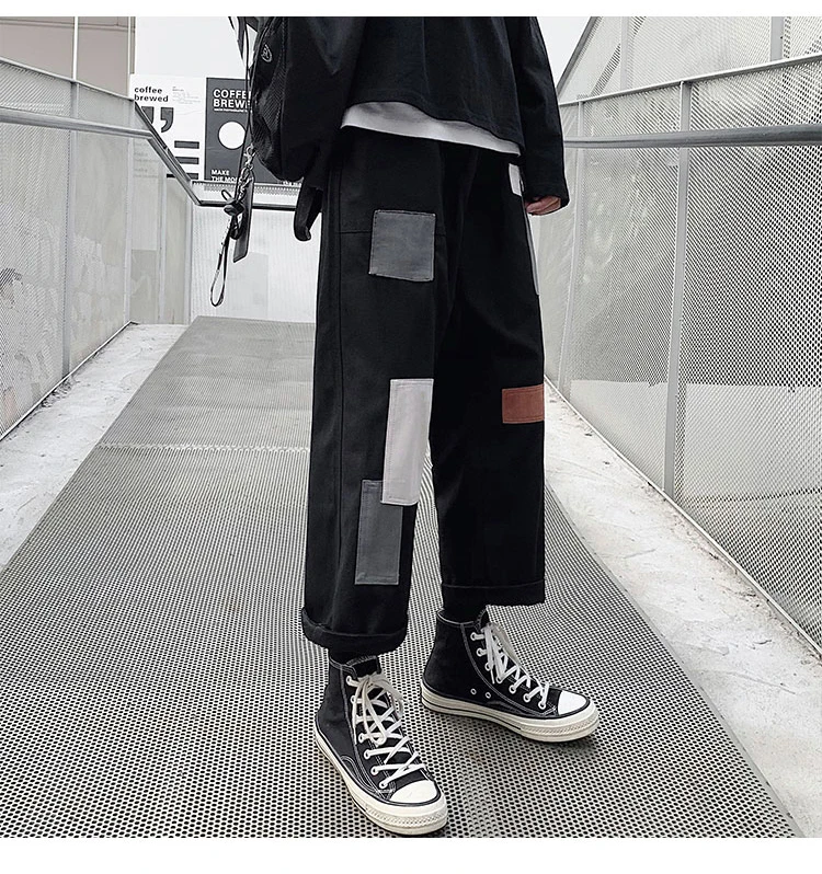 Мужские лоскутные брюки Harajuku Cargo мужские корейские модные черные спортивные штаны бегунов мужские дизайнерские повседневные шаровары для мужчин